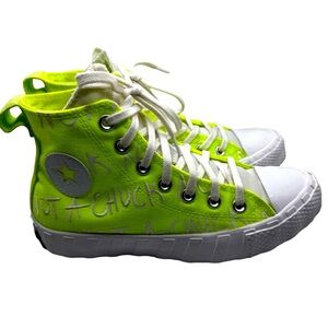 Girls Neon Green Converse Shoes | Size 4